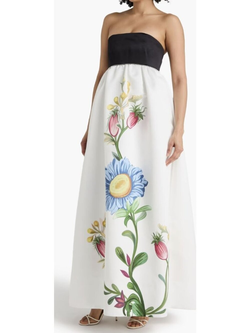 BORGO DE NOR Anastasia Strapless Rhinestone Floral Print Maxi Gown Dress Sz 4